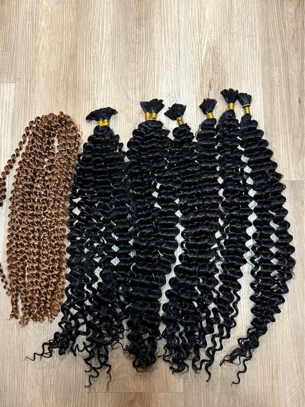 Black and Brown Curly Synthetic Hair Extensions - Women Hair